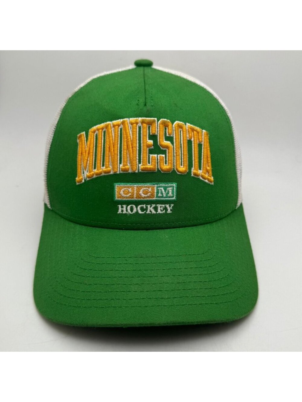 CCM Minnesota Hockey Trucker Hat Green White Mesh Snapback Cap Fan Apparel